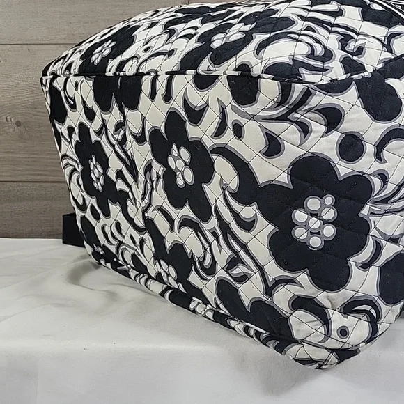 Vera Bradley Day & Night Black & White Quilted Floral Travel Tote Bag - Picture 7 of 12